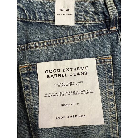 Good American Jeans Women's 10/30 Blue Good Extreme Barrel High Rise NWT - Picture 3 of 12